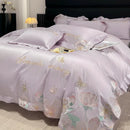 GobekUsa Embroidered Flowers Butterfly Bedding Set - 4Pcs