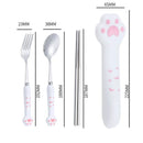 GobekUsa Kawaii Cat Claw Cutlery Set for Kids - Portable Outdoor Tableware Kit