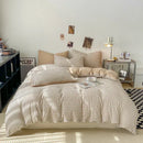 GobekUsa Japanese Style Check Duvet Cover Set - Soft Washed Quilt Cover & Pillowcase