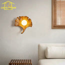 GobekUsa Ginkgo Biloba Resin Wall Lamp LED Art Decor for Bedroom & Living Room