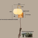 GobekUsa Glass Wall Light Fixture Walnut Wood Modern Nordic Pull Chain Switch Lamparas