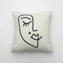 GobekUsa Lambswool Face Cushion Cover 45x45 Beige White Abstract Art Pillowcase