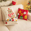 GobekUsa Christmas Embroidered Red Geometric Pillow Cover for Festive Home Decor