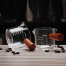 GobekUsa Glass Espresso Pitcher with Double Spouts and Wooden Handle