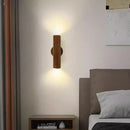 GobekUsa LED Wood Wall Lamp: Nordic Style Walnut Sconce for Bedroom, Study, and Living Room