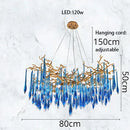 GobekUsa Blue Crystal Chandelier: Luxe Living Room LED Lighting