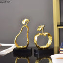 GobekUsa Fruit Shaped Metal Crafts Apple/pear Hollow Out Sculpture Modern Home Decor