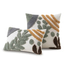 GobekUsa Leaf Embroidered Boho Tufted Cotton Canvas Cushion Cover for Sofa Living Room