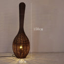 GobekUsa Bamboo Floor Lamp: Unique Rattan Light for Living Room, Bedroom, Teahouse Decor