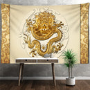 GobekUsa Golden Dragon Totem Carving Tapestry: Mysterious Psychedelic Wall Hanging