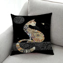 GobekUsa Cat Design Linen Pillowcase 45x45cm for Home Decor and Cushion Covers