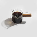 GobekUsa Glass Espresso Pitcher with Double Spouts and Wooden Handle