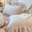 GobekUsa Double Layer Lace Ruffles Floral Bedding Set with Duvet Cover, Bed Skirt, Pillows