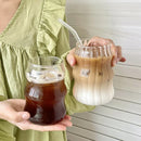GobekUsa 650ml Latte Ribbed Cocktail Glass Set, Nordic Style Phnom Penh Water Juice Cup