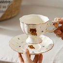 GobekUsa Cartoon Kitten Pattern Porcelain Coffee Mug Set Ayshacollection