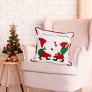 GobekUsa Christmas Patchwork Embroidered Snowflake Pillow Covers 45x45 Red White Home Decor