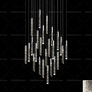 GobekUsa Crystal Loft Chandelier for Duplex Living Room & Stairwell, Long Hanging Lighting