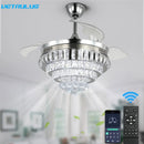 GobekUsa Crystal Ceiling Fan with LED Light and Remote Control