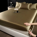 GobekUsa 100% Mulberry Silk Fitted Sheet Set with Pillowcase - Luxury Solid Color Silk Bed Linen