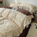 GobekUsa Korean Lace Ruffles Bedding Set with Bed Skirt, Soft Skin-Friendly Material