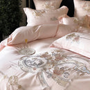 GobekUsa Luxe Floral Bird Embroidery 1000TC Egyptian Cotton Bedding Set