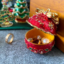 GobekUsa Jingle Bell Trinket Box With Crystals, Hand-painted, Christmas Tree Decor