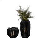 GobekUsa Black Gold Crease Texture Resin Vase - Abstract Home Decor Ornament