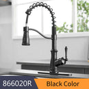 GobekUsa Black Spring Spout Kitchen Faucet Single Lever Pull Out Mixer Tap