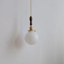 GobekUsa Glabe LED Pendant Lamp Walnut Wood Copper Modern Hanging Light Fixture