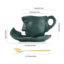 GobekUsa Ceramic Kissing Couple Tea Cup Set with Saucer and Spoon