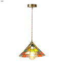 GobekUsa Colorful Glass Magic Cube LED Pendant Lights Tiffany Style Wood Hang Lamp
