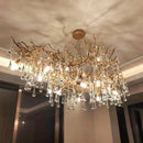 GobekUsa LED Branch Crystal Chandelier Copper Suspension Lights Luxe Ceiling Pendant