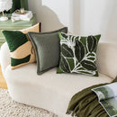 GobekUsa Green Embroidered Tufted Cushion Cover - Modern Minimalism Art Design
