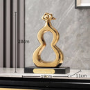 GobekUsa Gold Gourd Ceramic Sculpture Desk Decor Porcelain Crafts Room Ornaments
