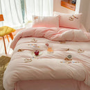 GobekUsa Embroidered Milk Fleece Winter Bedding Set for Warmth & Cozy Comfort