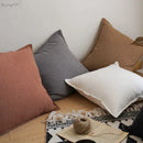 GobekUsa Linen Pillow Cover 45x45cm Plain Fringed for Home Sofa Bed Decoration