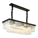 GobekUsa Gold Black Metal LED Chandelier with K9 Crystal - Retro Square Chain Pendant Lighting