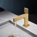 GobekUsa Brushed Gold Brass Bathroom Basin Faucet Single Handle Cold Hot Water Sink Tap