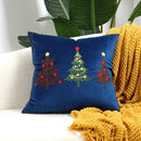 GobekUsa Christmas Tree Embroidered Cushion Cover - Festive Decor Pillow Cover