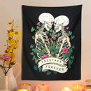 GobekUsa Lover Skeleton Tapestry Wall Hanging With Rose Flower Psychedelic Boho Blanket