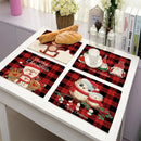 GobekUsa Christmas Linen Dining Table Mats - Festive Home Decor with Santa Claus Print