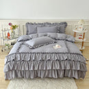 GobekUsa Lace Ruffle Princess Bedding Set with Bed Skirt & Pillowcases