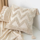 GobekUsa Boho Square Pillowcase with Embroidery & Tassel Detail for Living Room Sofa