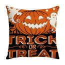 GobekUsa Halloween Pumpkin Linen Cushion Cover Set for Home Sofa Bedroom Decor