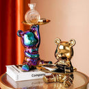 GobekUsa Bear Doll Storage Tray Piggy Bank Snacks Makeup Key Holder Home Decor Accessory