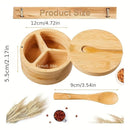 GobekUsa Bamboo Seasoning Box with Spoon - Rotating Cover Spice Container