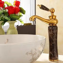 GobekUsa Gold Jade Brass Bathroom Basin Faucet | Deck Mounted Hot Cold Water Mixer