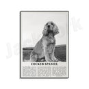 GobekUsa Black & White Dog Breeds Poster: Greyhound, Cocker Spaniel, Akita, Malamute, Cattle Dog