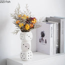 GobekUsa Ceramic Dice Vase Desk Decor Flower Arrangement Artificial Flowers Room Aesthetic