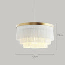 GobekUsa Bohemian Gold Tiered Chandelier | White & Beige Cotton Thread Line | Girls Room Wedding Lighting